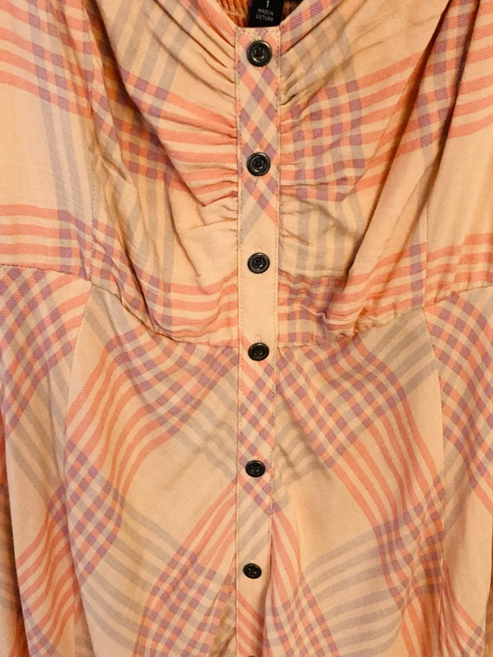 torrid Peach Plaid Challis Button-Front Midi Dress Size 1X Sleeveless - Picture 9 of 16